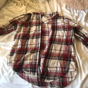 Vans: Red, white, and black flannel